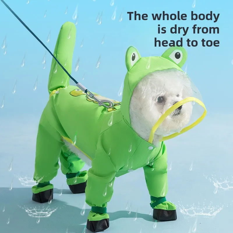 Dog Raincoat - Anjing anak anjing dengan kaki ponco,